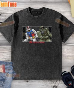 Funny Gundaaamn Gundam Damn meme on a washed t-shirt, showcasing humor and pop culture in a stylish design.