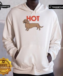 Funny hot dog dachshund graphic hoodie featuring a playful dog design, perfect for dog lovers and casual wear.