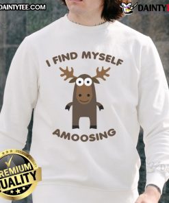 Funny 'I Find Myself Amoosing' sweatshirt design featuring a playful cow illustration, perfect for animal lovers.