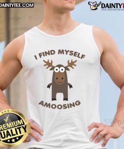 Alt Text: Funny I Find Myself Amoosing Tank Top featuring a humorous design of a cow with a playful pun on its graphic.