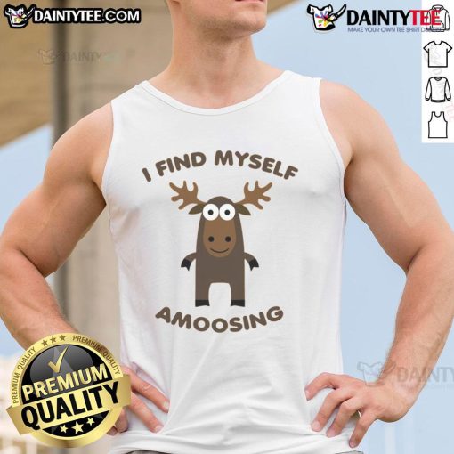 Alt Text: Funny I Find Myself Amoosing Tank Top featuring a humorous design of a cow with a playful pun on its graphic.