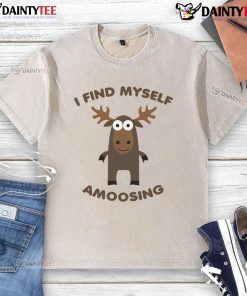 Funny 'I Find Myself Amoosing' washed t-shirt featuring a humorous design, perfect for casual wear and gifting.