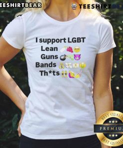 Funny I Support LGBT Lean Guns Bands Ladies Tee featuring vibrant graphics promoting inclusivity and humor.
