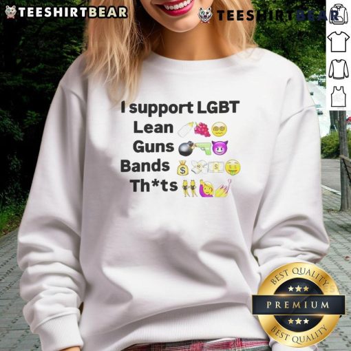 Funny I Support LGBT Lean Guns Bands sweatshirt design featuring vibrant colors and playful graphics promoting inclusivity.