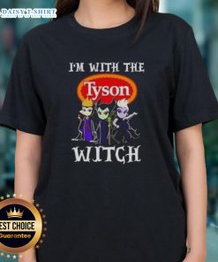 Funny 'I'm With The Tyson Foods Witch' Halloween Ladies Tee featuring whimsical design perfect for spooky season.