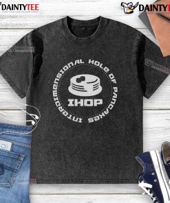 Alt Text: Funny interdimensional hole of pancakes washed T-shirt featuring a whimsical pancake design and vibrant colors.