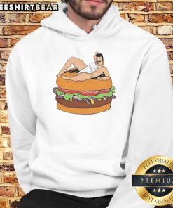 Funny Bob Belcher bisexuals hamburger cartoon hoodie design featuring vibrant colors and playful graphics.