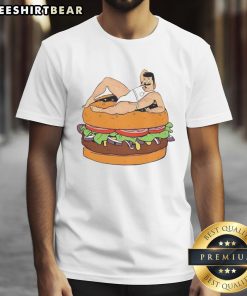 Funny Bob Belcher bisexual hamburger cartoon T-shirt showcasing a quirky design perfect for fans of Bob's Burgers.