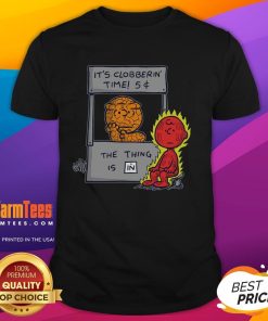 Funny It's Clobberin' Time Fantastic T-Shirt featuring a humorous comic-style design for fans of superhero culture.