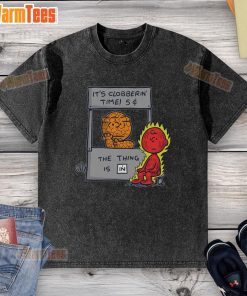 Funny 'It's Clobberin Time' Fantastic washed t-shirt featuring a vibrant graphic, perfect for casual wear and comic fans.