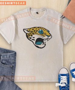 Alt Text: Funny Jacksonville Jaguars logo on a washed t-shirt, perfect for fans looking for unique team apparel.