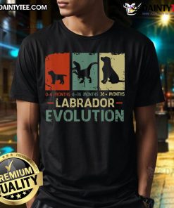 Funny Labrador evolution graphic on a dog lover puppy T-shirt, showcasing the playful journey of man's best friend.