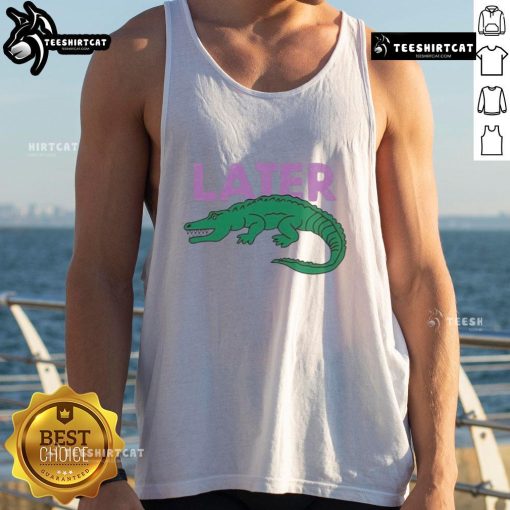 Funny Later Gator graphic tank top featuring a playful alligator design, perfect for casual summer outfits.