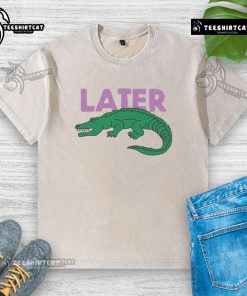 Funny Later Gator graphic washed t-shirt featuring a playful alligator design, perfect for casual summer wear.