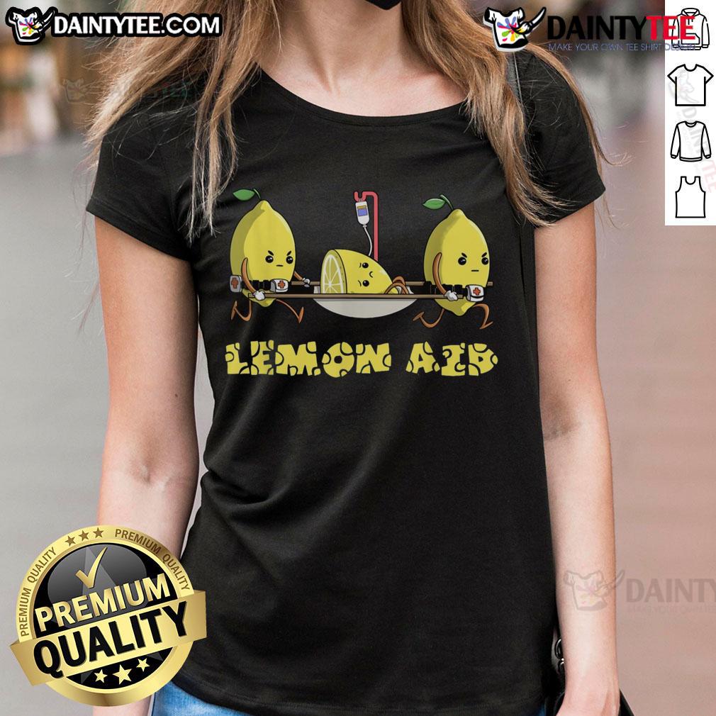 Funny Lemon Aid Ladies Tee Funny Lemon AID Ladies Tee featuring a playful lemon graphic and vibrant colors, perfect for casual summer wear.