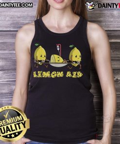 Funny Lemon AID Tank Top featuring a playful lemon graphic, perfect for summer fun and casual outings.