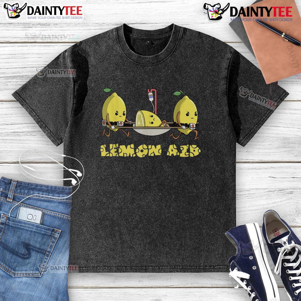 Funny Lemon Aid Washed T Shirt Funny Lemon AID washed t-shirt featuring a quirky lemon graphic and vibrant colors, perfect for casual summer wear.