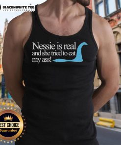 Funny Loch Ness Nessie tank top featuring a humorous design of Nessie trying to eat my ass, perfect for quirky fashion.