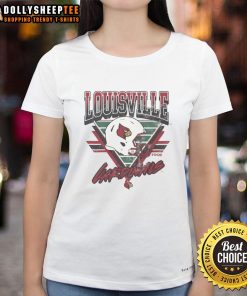 Funny Louisville Cardinals triangle vintage ladies tee featuring a playful design perfect for fans and casual wear.