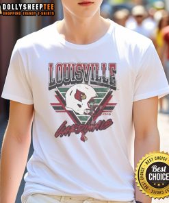 Alt Text: Funny Louisville Cardinals Triangle Vintage T-Shirt featuring a retro design and bold colors perfect for fans.