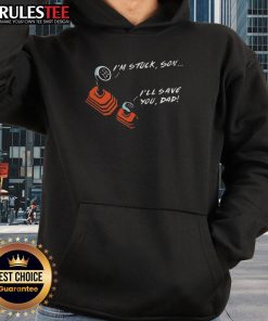 Funny manual transmission dad and son wearing gear hoodies, showcasing their love for driving and bonding through cars.