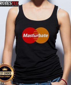 Funny Mastercard parody tank top featuring humorous 'MasterBate' logo design for casual wear and laughter.