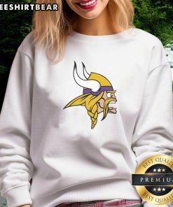Funny Minnesota Vikings logo sweatshirt featuring a playful design perfect for fans and casual wear enthusiasts.