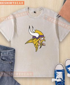 Funny Minnesota Vikings logo on a washed t-shirt, perfect for fans showcasing team spirit and humor.