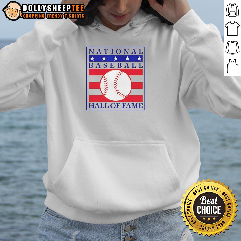 Funny National Baseball Hall Of Fame Primary Logo Natural Hoodie Funny National Baseball Hall of Fame primary logo on a natural hoodie, perfect for baseball fans and casual wear.