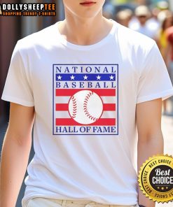 Funny National Baseball Hall Of Fame Primary Logo Natural T-Shirt featuring a playful design for baseball fans.