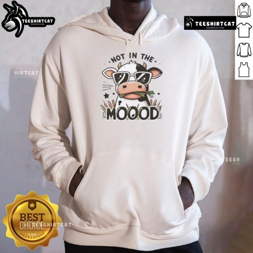Funny 'Not In The Mood' Cow Hoodie featuring a playful cow graphic, perfect for casual wear and animal lovers.