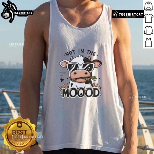 Funny Not In The Mooood Cow Tank Top featuring a playful cow graphic, perfect for casual wear and animal lovers.