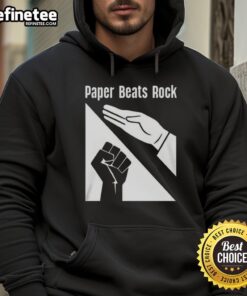 Funny Paper Beats Rock Logo Hoodie featuring a playful design perfect for casual wear and humor enthusiasts.