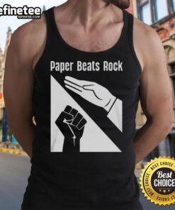 Funny Paper Beats Rock logo tank top featuring a playful design, perfect for casual wear and humor lovers.