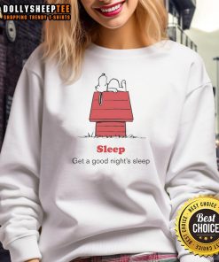 Funny Peanuts X American Red Cross sweatshirt promoting good night's sleep with playful design and vibrant colors.