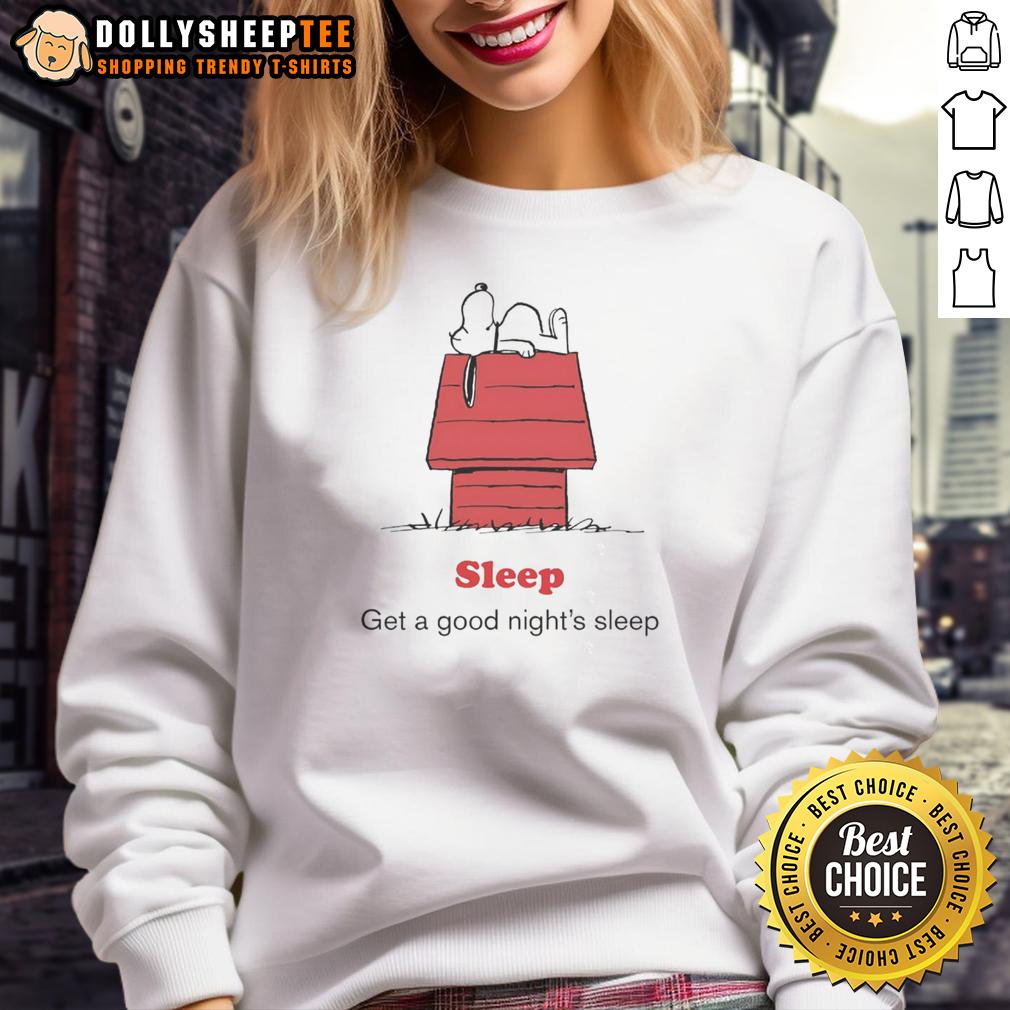 Funny Peanuts X American Red Cross Sleep Get A Good Night'S Sleep Sweatshirt Funny Peanuts X American Red Cross sweatshirt promoting good night's sleep with playful design and vibrant colors.