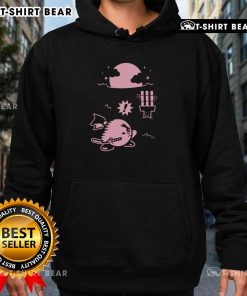 Funny pink ninja Kirby samurai gamer hoodie featuring vibrant colors and playful design for gaming enthusiasts.
