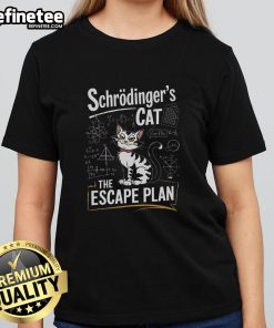 Funny Schrdinger's Cat Escape Plan graphic on a school ladies' tee, blending humor and science for a quirky fashion statement.