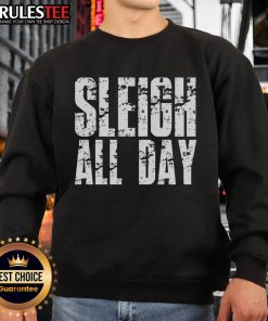 Cozy Funny Sleigh All Day sweatshirt in festive red, perfect for holiday gatherings and winter celebrations.