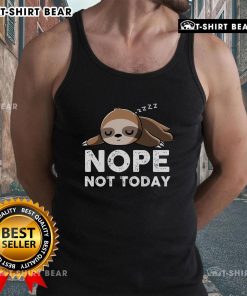 Funny sloth graphic on a 'Nope Not Today' lazy day tank top, perfect for relaxed summer wear.