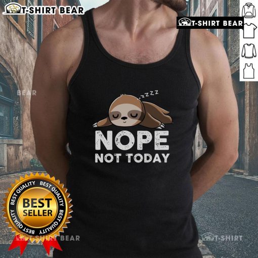 Funny sloth graphic on a 'Nope Not Today' lazy day tank top, perfect for relaxed summer wear.