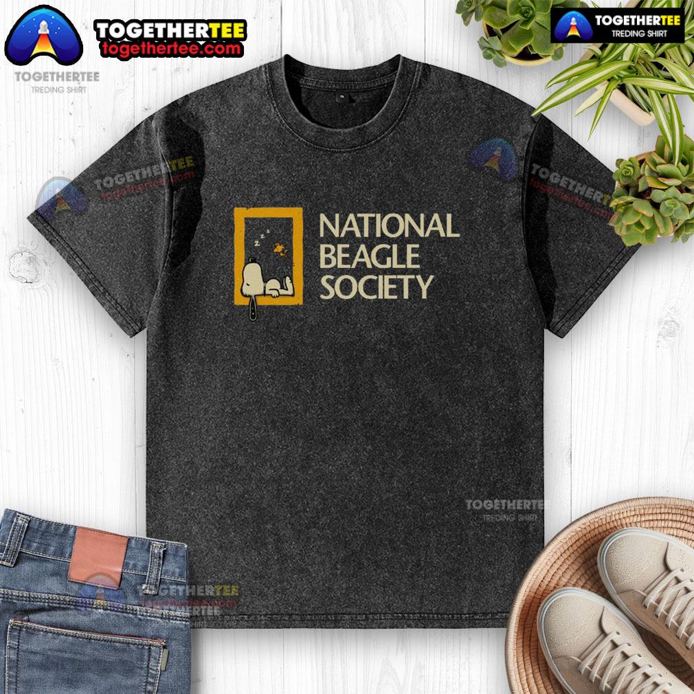 Funny Snoopy National Beagle Society Washed T Shirt Alt Text: Funny Snoopy graphic on a National Beagle Society washed t-shirt, perfect for dog lovers and fans of Peanuts.