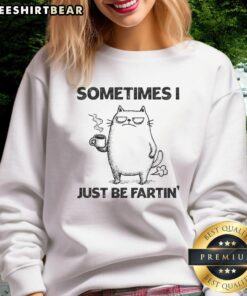 Funny 'Sometimes I Just Be Fartin' sweatshirt featuring a playful cat design from the Fartin Cat Chronicles.