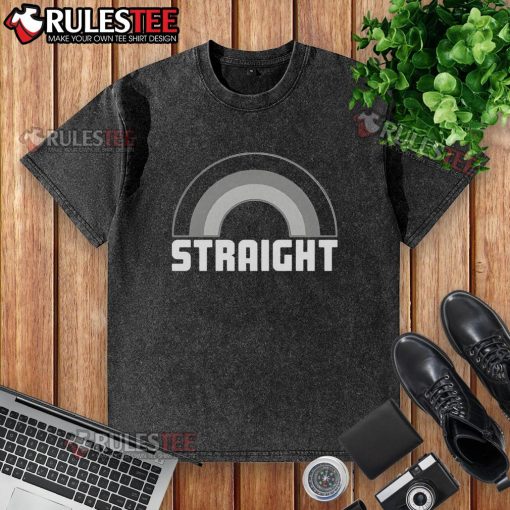 Funny straight rainbow washed t-shirt featuring vibrant colors and a playful design, perfect for casual outings.