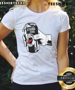 Funny Strong Zero beer can design on a Japanese alcohol-themed ladies tee for casual wear and humor lovers.
