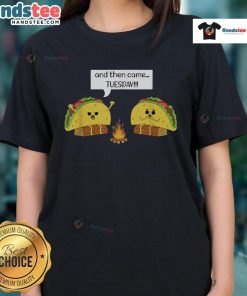 Funny Taco Tuesday Mexican food pun ladies' tee featuring playful taco graphics and vibrant colors for taco lovers.