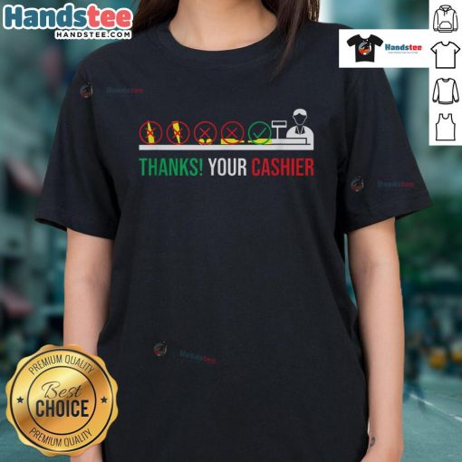 Funny 'Thank You Cashier' tee for grocery store checkout workers, showcasing appreciation with a humorous design.