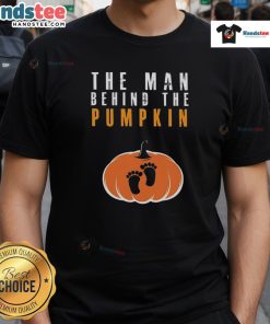 Funny The Man Behind The Pumpkin Halloween T-Shirt featuring a whimsical pumpkin graphic and playful text design.