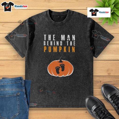 Funny The Man Behind The Pumpkin Halloween washed t-shirt featuring a playful pumpkin design for festive celebrations.