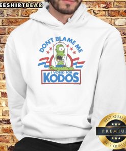 Funny The Simpsons Don't Blame Me I Voted For Kodos Hoodie design featuring iconic cartoon characters and humorous text.